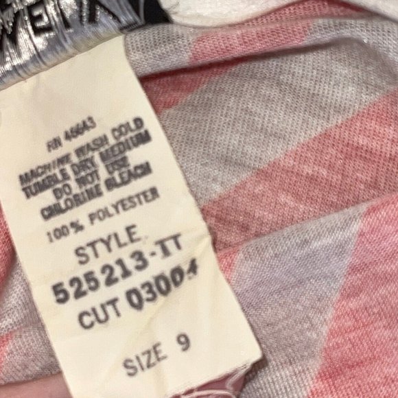 Vintage 80s Timely Trends Sheath Dress Size 9 MEDIUM Red Gray Stripe Puff Sleeve - Picture 6 of 10